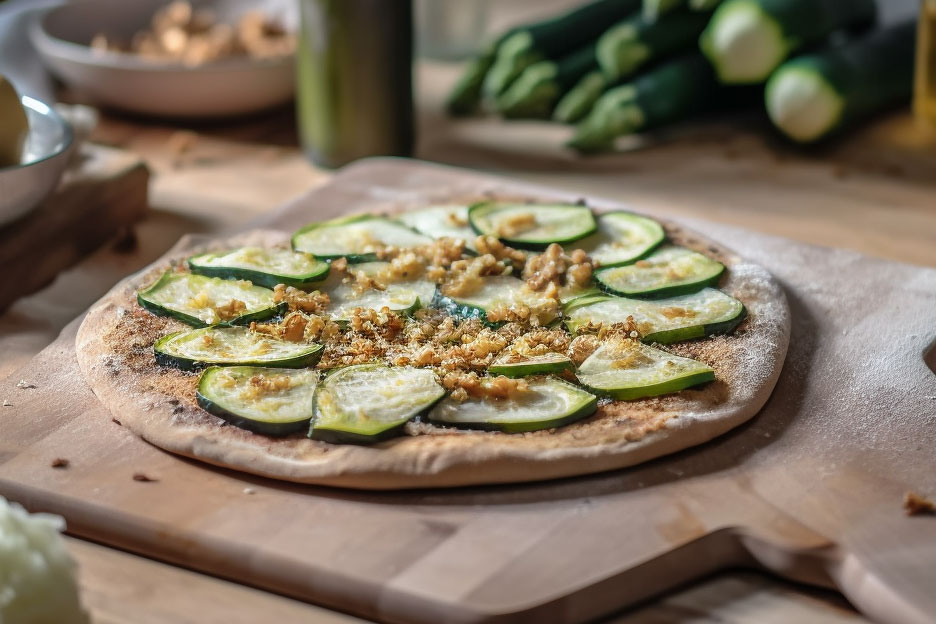 Veganer Zucchini Flammkuchen