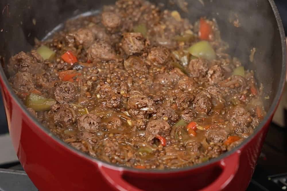 Zubereitung veganes Gulasch