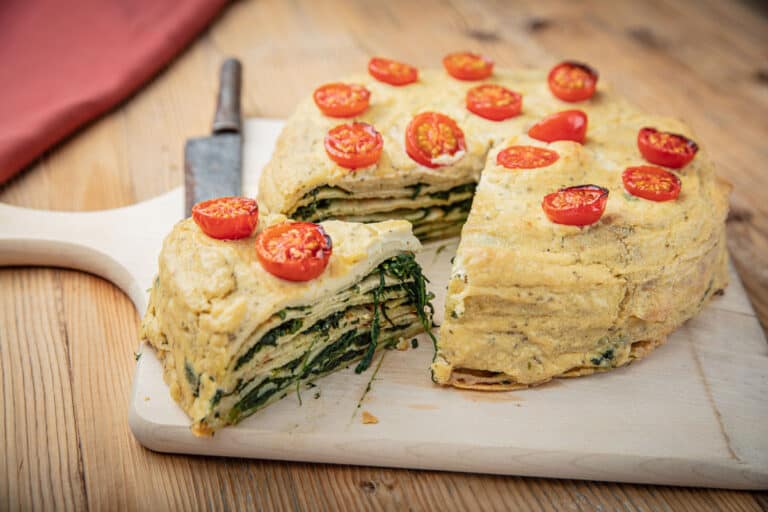 Pfannkuchen-Spinat-Torte