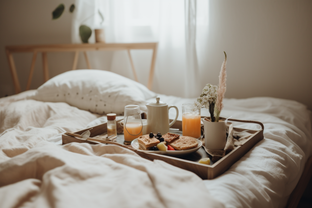 Veganes Frühstück am Bett zum Muttertag