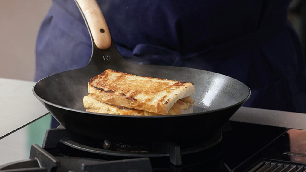 Zubereitung veganes Käsesandwich